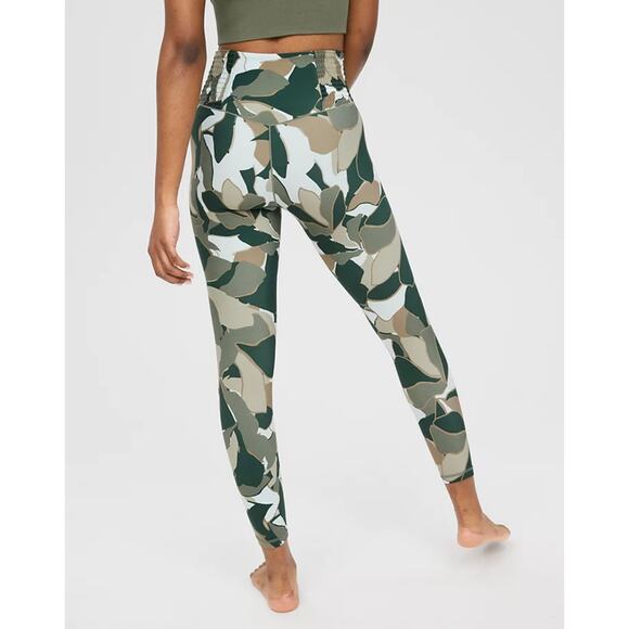 Aerie Green Printed Real Me Smocked Waistband Legging SIze X-Small - Picture 2 of 14